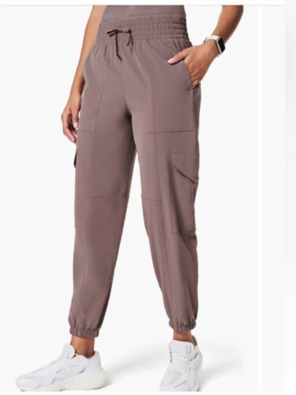 Spanx On The Move Cargo Jogger Pant Women's Large Smoke Brown 50638